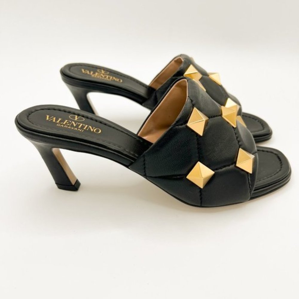 Valentino Garavani Roman Stud Sandal In Quilted NAPPA Black Leather 65 MM - Picture 9 of 15